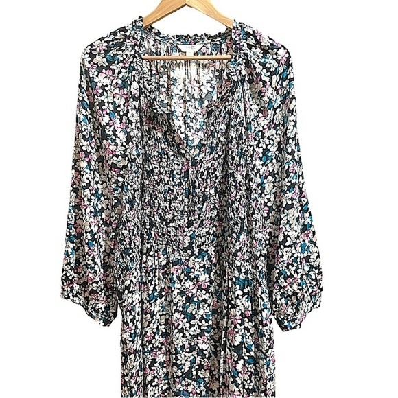 NWT Terra & Sky Plus Size Micro Floral Smocked Midi Dress Size 4X Button Down - Picture 4 of 8